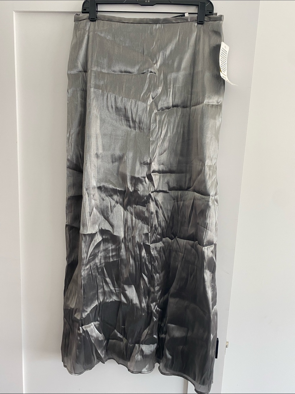 Elegant Gray Satin Maxi Skirt